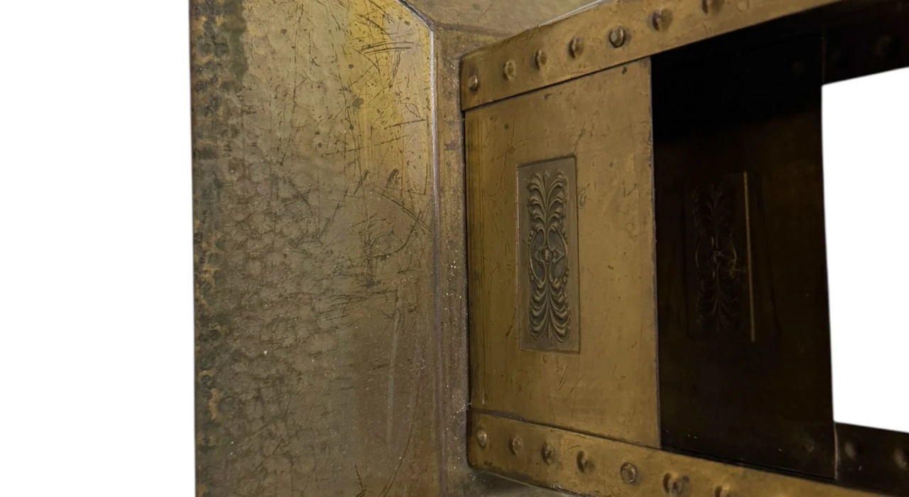 Vienna Secession Patinated Brass Magazine Rack, 1900s